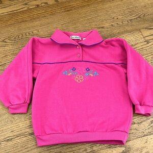 Just friends 90’s vintage vtg girls sweatshirt w collar flower embroidery